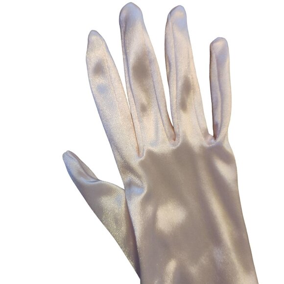 Light Pink Satin Opera Gloves Long Elbow-Length - Picture 5 of 8